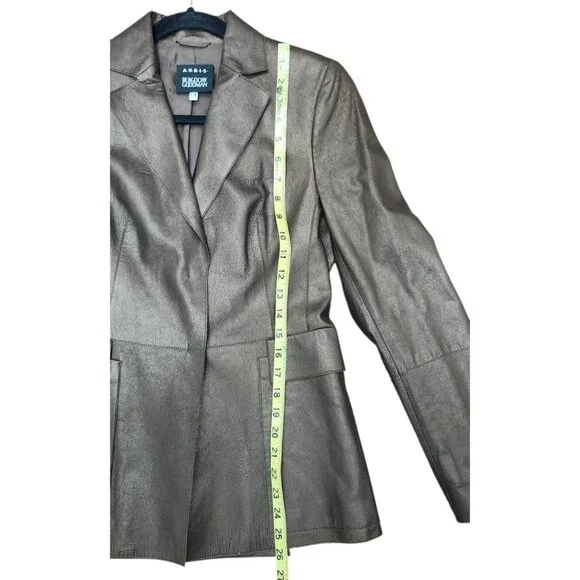 Akris Bergdorf Goodman Brown Lambskin Leather Blazer Jacket Tailored Snap Front - Picture 15 of 16